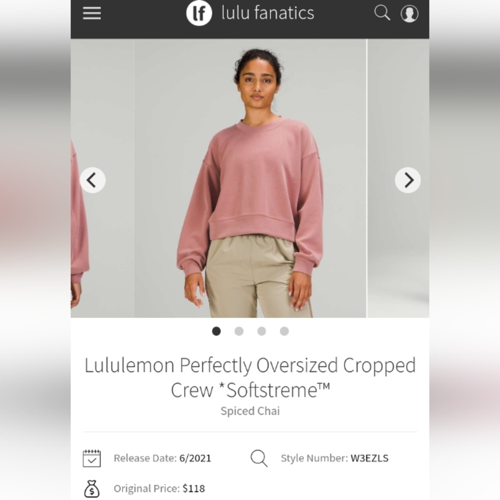 Lululemon Perfectly Oversized Cropped Crew Softstreme